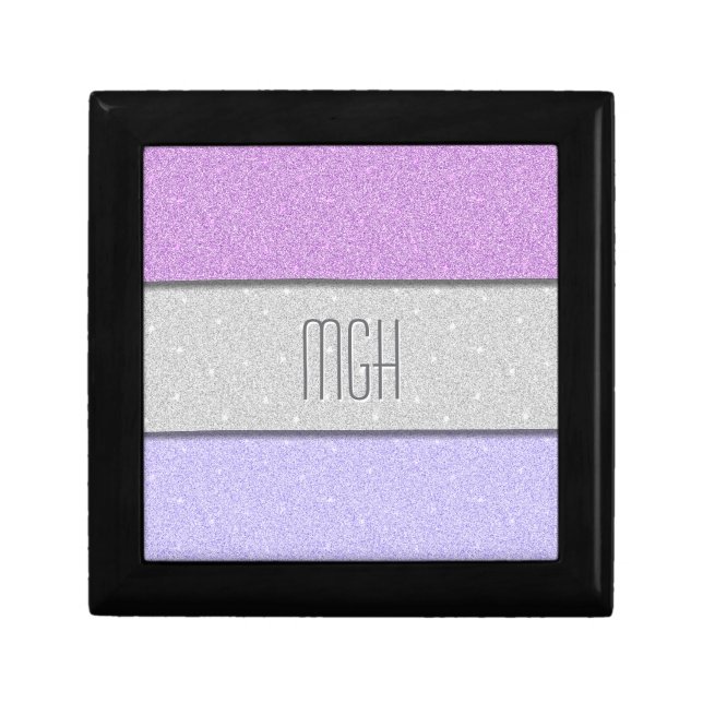 Custom Monogram Faux Glitter Bling Gift Box (Front)