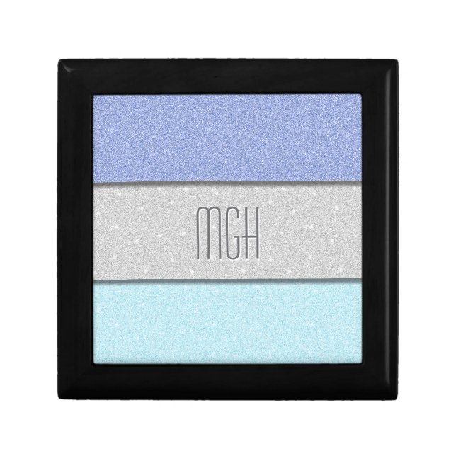 Custom Monogram Faux Glitter Bling Gift Box (Front)