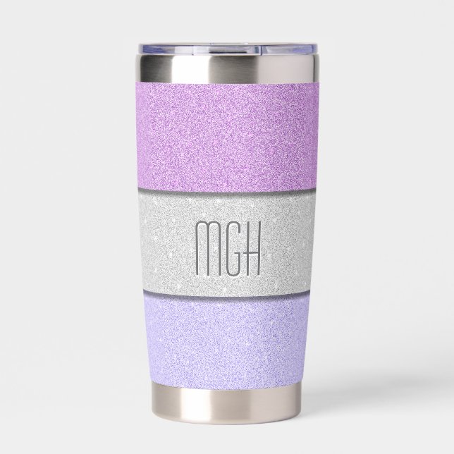 Custom Monogram Faux Glitter Bling Insulated Tumbler (Front)