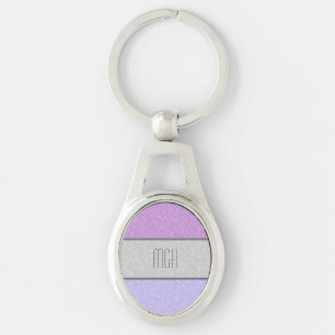 Custom Monogram Faux Glitter Bling Keychain