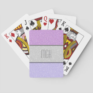 Custom Monogram Faux Glitter Bling Poker Cards