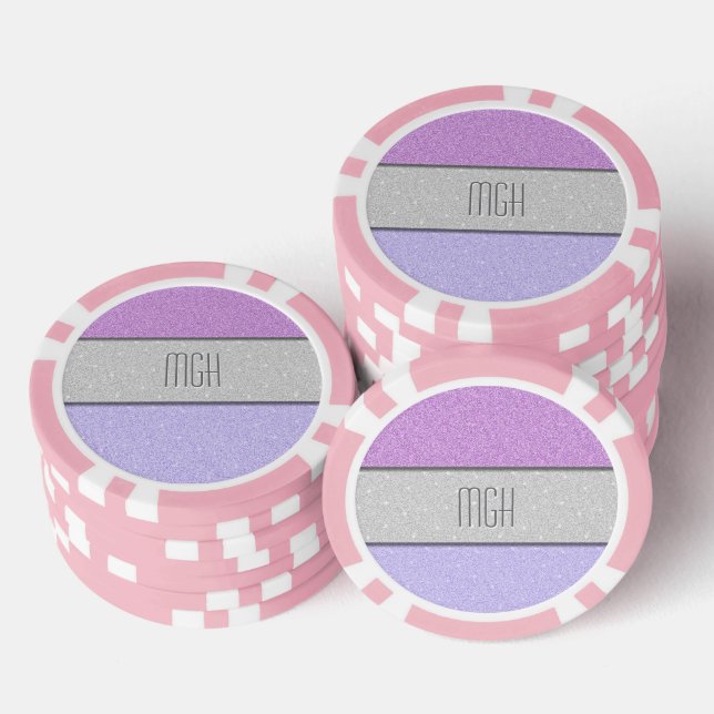 Custom Monogram Faux Glitter Bling Poker Chips (Stack)