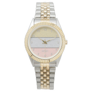Custom Monogram Faux Glitter Bling Watch