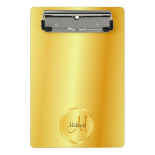 Custom Monogram Faux Gold Elegant Template Mini Clipboard