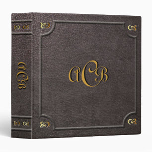 Custom Monogram Faux Leather 3 Ring Binder