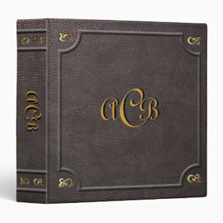Custom Monogram Faux Leather 3 Ring Binder
