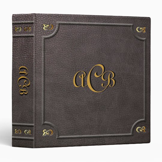 Custom Monogram Faux Leather 3 Ring Binder