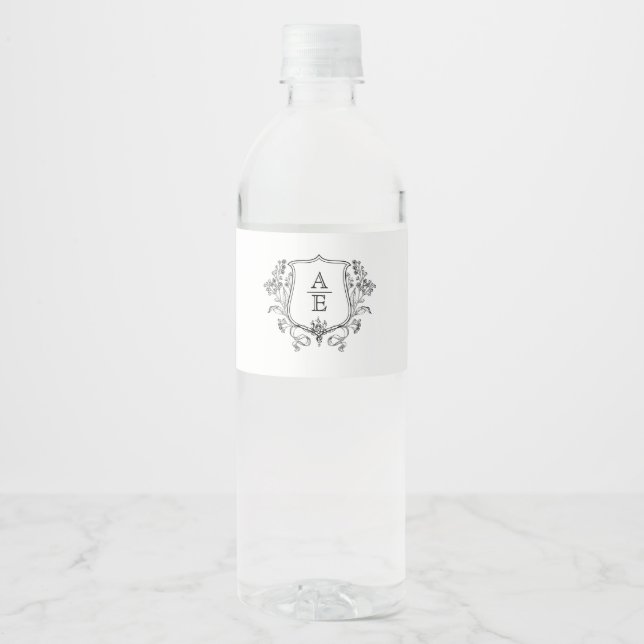 Custom Monogram Favor Wraps Water Bottle Label (Front)
