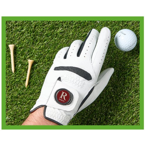 Custom Monogram First Name Ball Marker Golf Glove