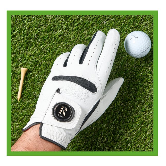 Custom Monogram First Name Ball Marker Golf Glove (Creator Uploaded)