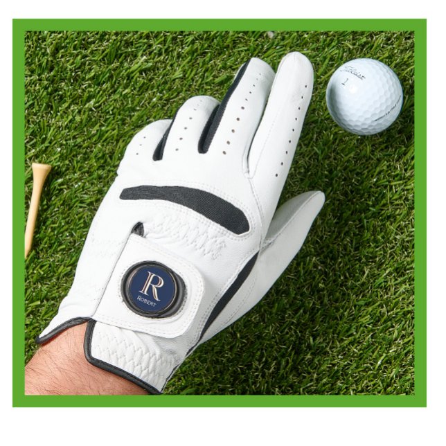 Custom Monogram First Name Ball Marker Golf Glove (Creator Uploaded)