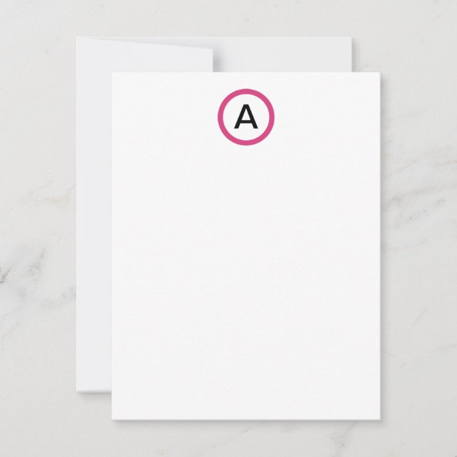 Custom Monogram Flat Note Cards (Front)
