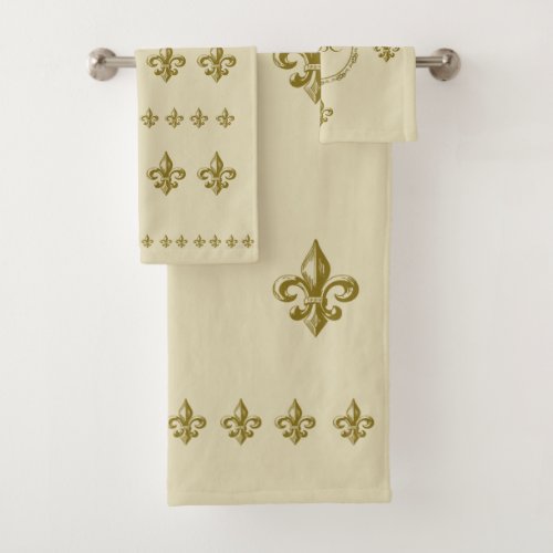 Custom Monogram Fleur de Lis Bath Towel Set