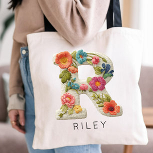 Custom Monogram Floral Faux Mom Aunt Mother’s Day Tote Bag