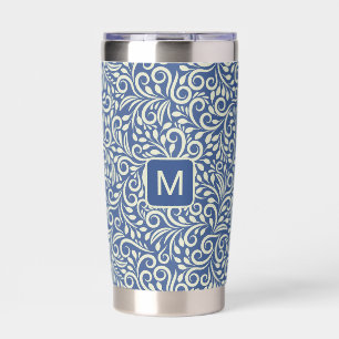 Custom Monogram Floral Pattern Insulated Tumbler