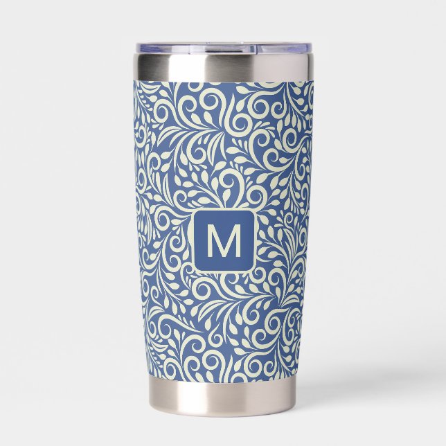 Custom Monogram Floral Pattern Insulated Tumbler (Front)