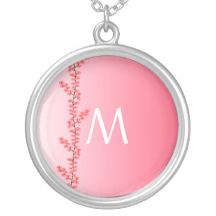 Custom Monogram Flower Branch necklace