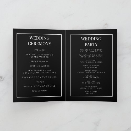 Custom monogram foldable wedding program card