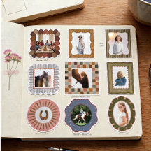 Custom Monogram Folk Tile Photo Frame Journal