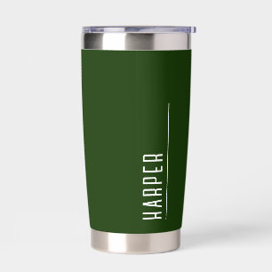 Custom monogram, Forest Green Christmas GIft  Insulated Tumbler
