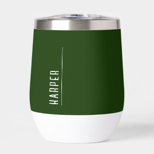 Custom monogram, forest green  thermal wine tumbler