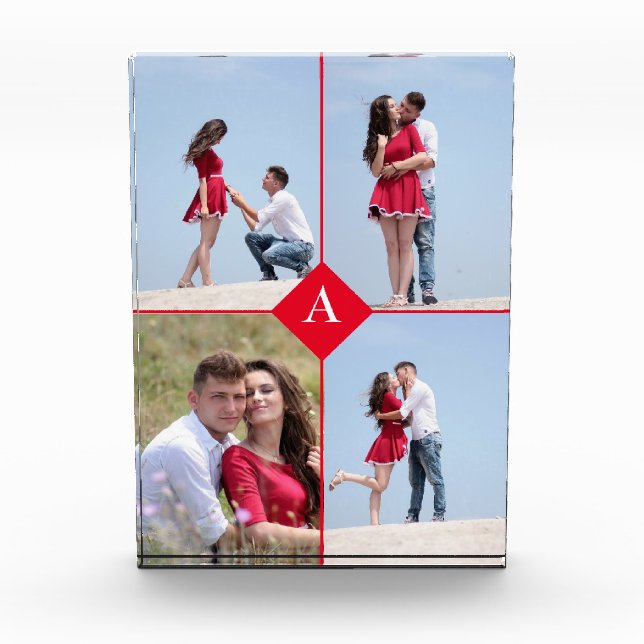 Custom Monogram & Four Photo Block (Front)