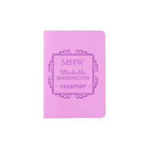 Custom Monogram Frame Pattern passport cover