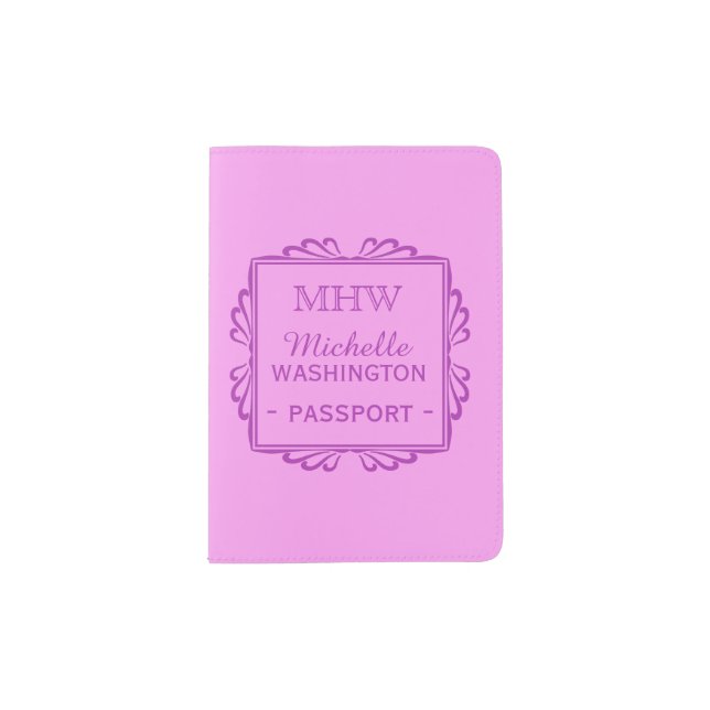 Custom Monogram Frame Pattern passport cover (Front)