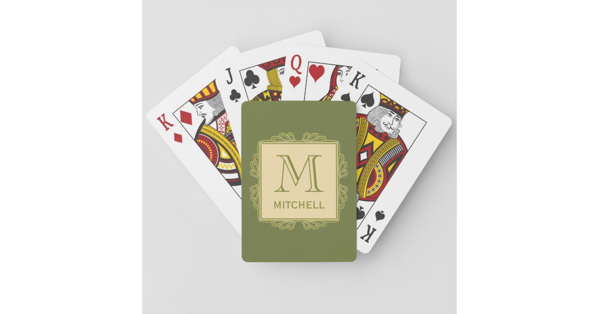 Custom Monogram, Designer Pattern Playing Cards