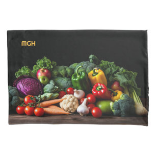 Custom Monogram Fresh Vegetables Pillow Case