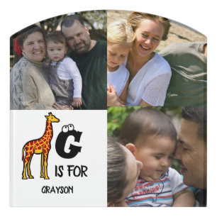 Custom monogram G is for Giraffe cute giraffes Door Sign