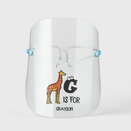 Custom monogram G is for Giraffe cute giraffes T_S Kids Face Shield