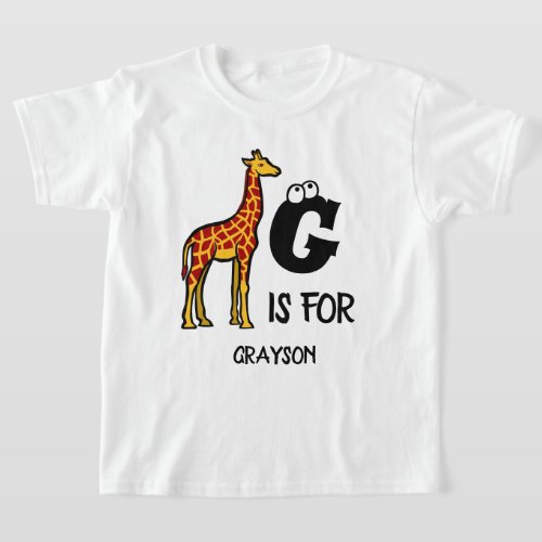 Custom monogram G is for Giraffe cute giraffes T_Shirt