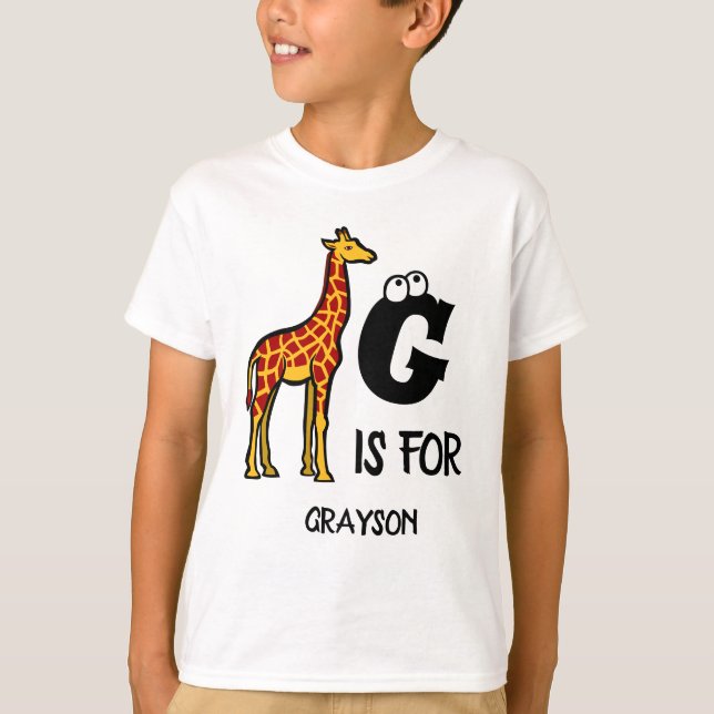 Custom monogram G is for Giraffe cute giraffes T-Shirt (Front)