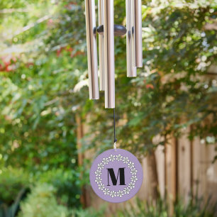 Custom monogram garden daisy flower design wind chime