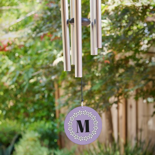 Custom monogram garden daisy flower design wind chime  (Backyard)