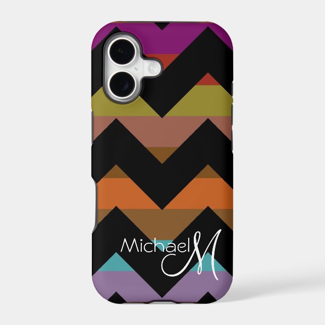 Custom Monogram Geometric Chevron Zigzag 4 Iphone Case (Back)