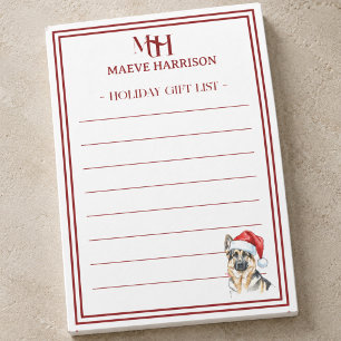 Custom Monogram German Shepherd Holiday Gift List Post-it Notes
