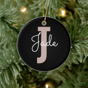 Custom Monogram Gift for Names Starting with J Ceramic Ornament