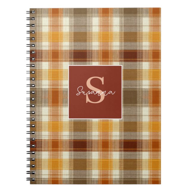 Custom Monogram Gingham Style Pattern Notebook (Front)