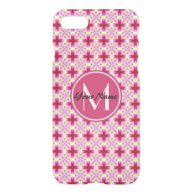 Custom Monogram Girly Pink Floral Pattern Uncommon iPhone Case (Back)