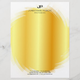 Custom Monogram Glamour Template Faux Gold Letterhead
