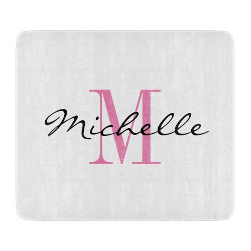 Custom monogram glass cutting board gift for women