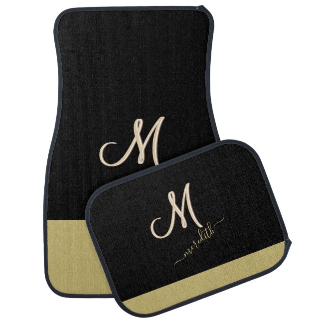 Custom Monogram Gold Black   Car Floor Mat (Set)