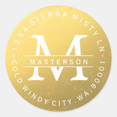 Custom Monogram Gold Circular Return Address Label