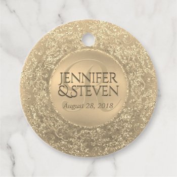 Custom Monogram Gold Glam Seal Favor Tags by GlitterInvitations at Zazzle