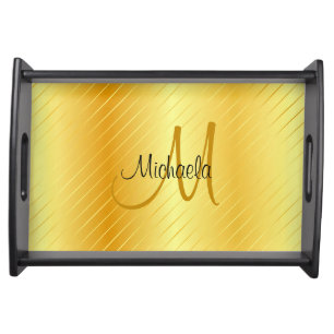 Custom Monogram Gold LookModern Template Serving Tray