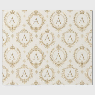 Custom Monogram Gold Royal Baroque Luxury Wrapping Paper