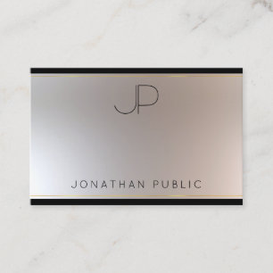 Custom Monogram Gold Silver Elegant Template Business Card