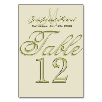 Custom Monogram Gold Table Card by AZEZGifts at Zazzle